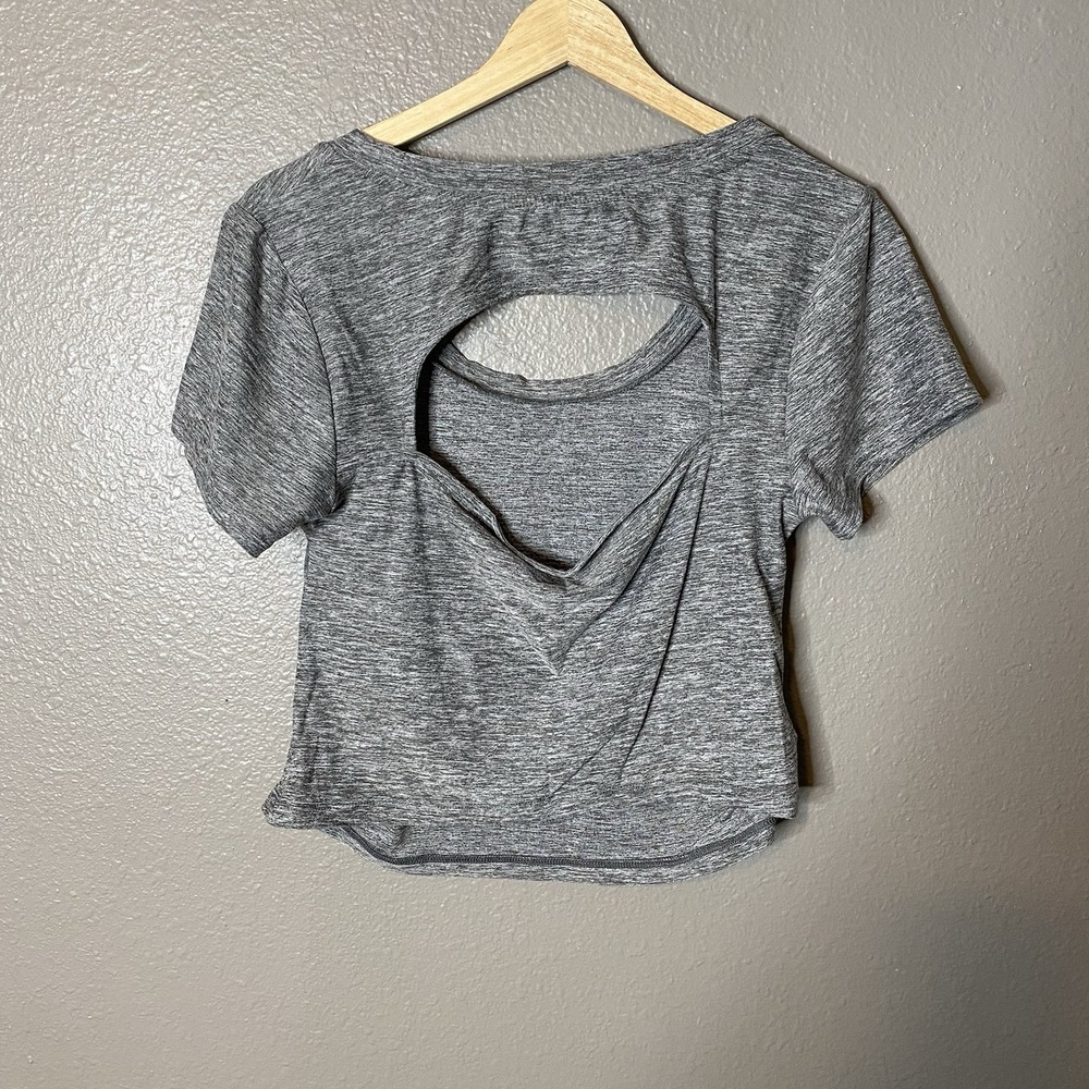 Nine West Women's Active Fitted Cinched Crop T-Shirt - Yellow Gray Pink - Picture 4 of 5
